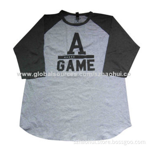 Printed t-shirt with raglan sleeve, curved hem design for special occasions